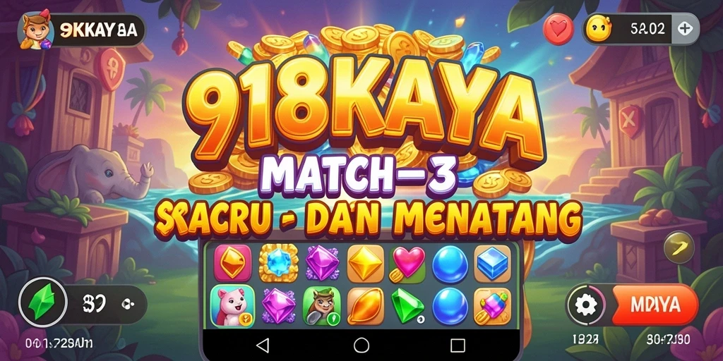 Tampilan permainan 918KAYA dengan gameplay Match-3 yang seru.
