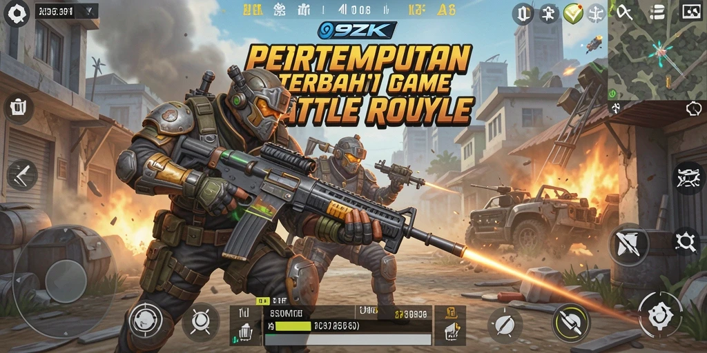 Screenshot gameplay 9ZK dengan pertempuran mendebarkan di medan perang.