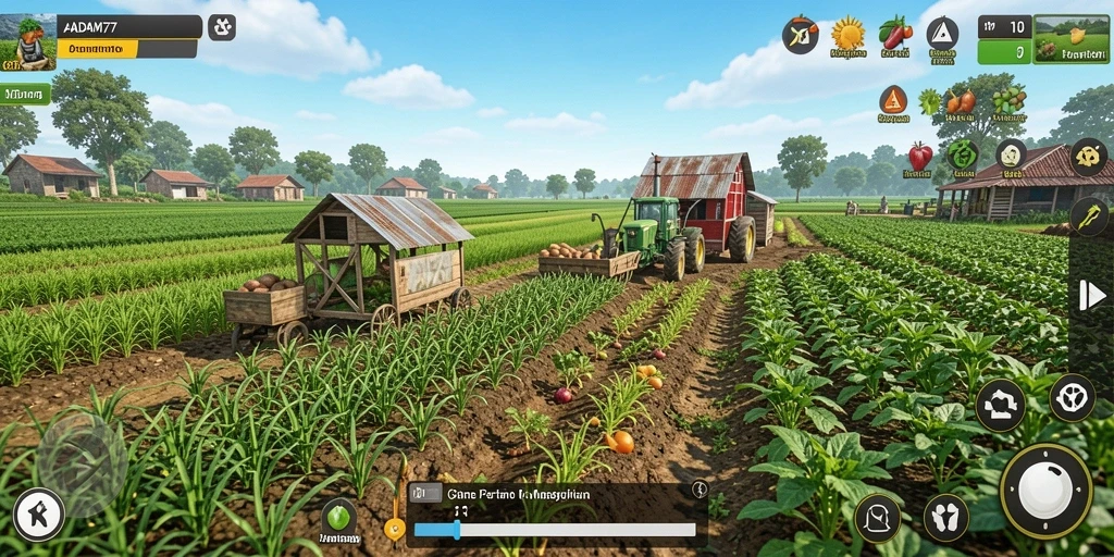 Gameplay seru di ADAM77 menunjukkan keseruan bertani.