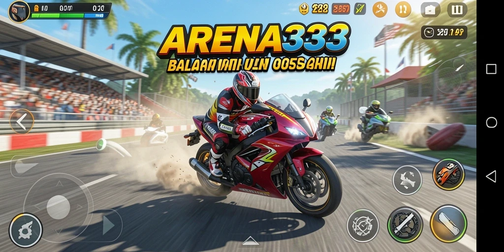 Tampilan balapan seru di ARENA333 dengan lintasan yang mendebarkan.