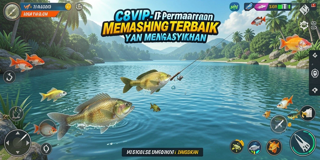 Tampilan gameplay C8VIP menampilkan aksi memancing yang seru dan menakjubkan.