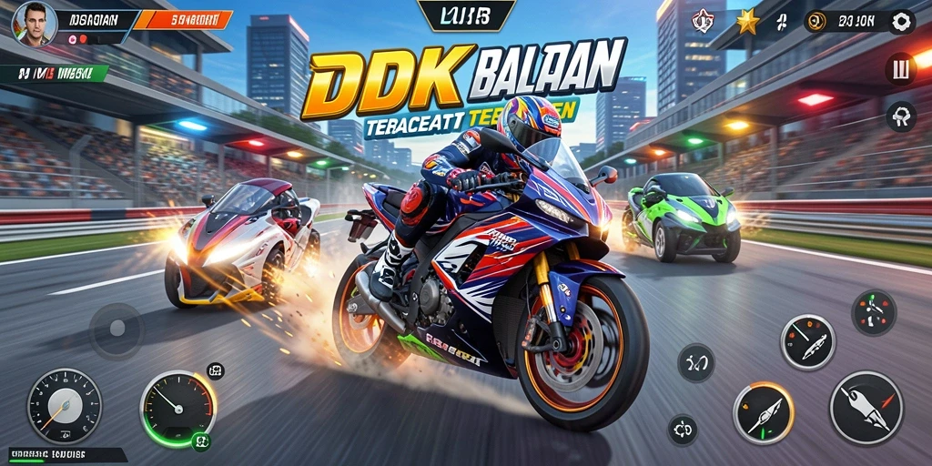 Gameplay DKK yang menegangkan dan seru dalam balapan.