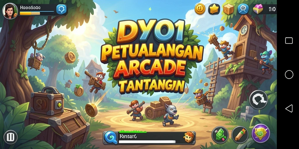 Screenshot gameplay utama DY01 menunjukkan aksi seru dan tantangan arcade.