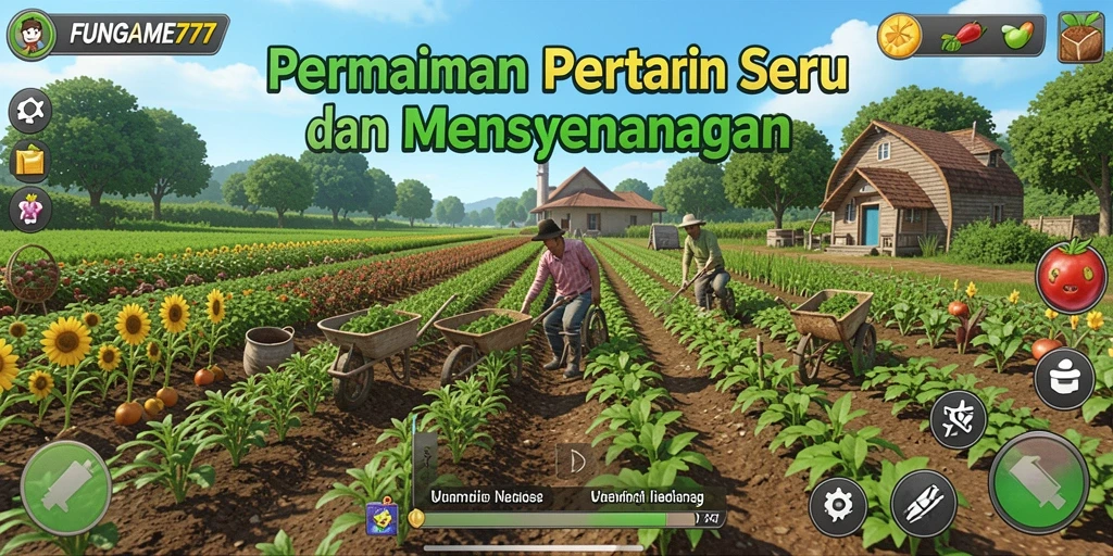Tampilan gameplay seru dan interaksi pertanian di FUNGAME777.