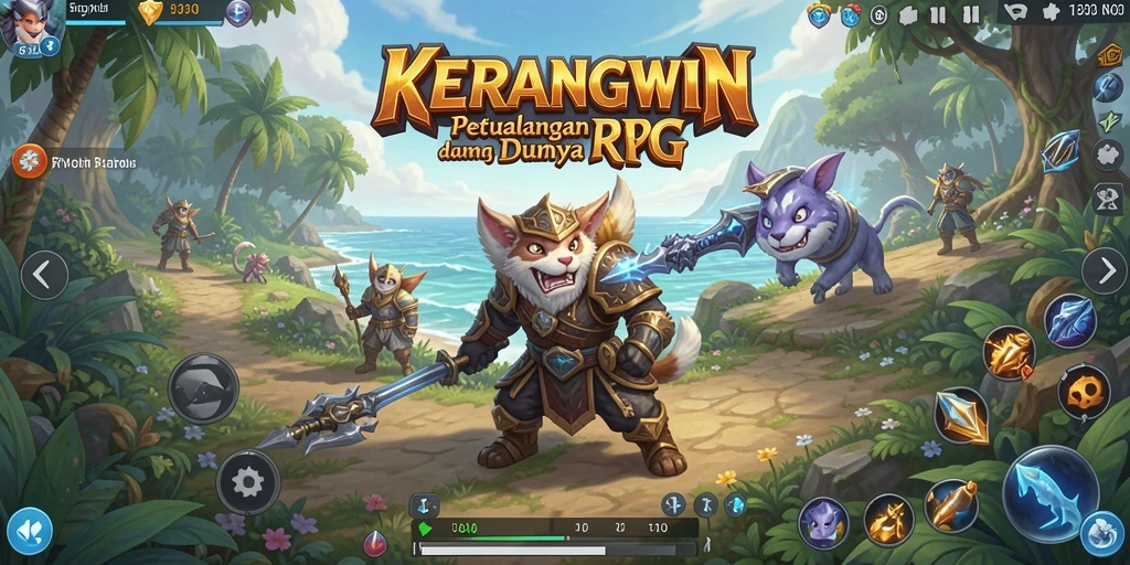 Gameplay menakjubkan KERANGWIN dengan pertarungan RPG yang mendebarkan.