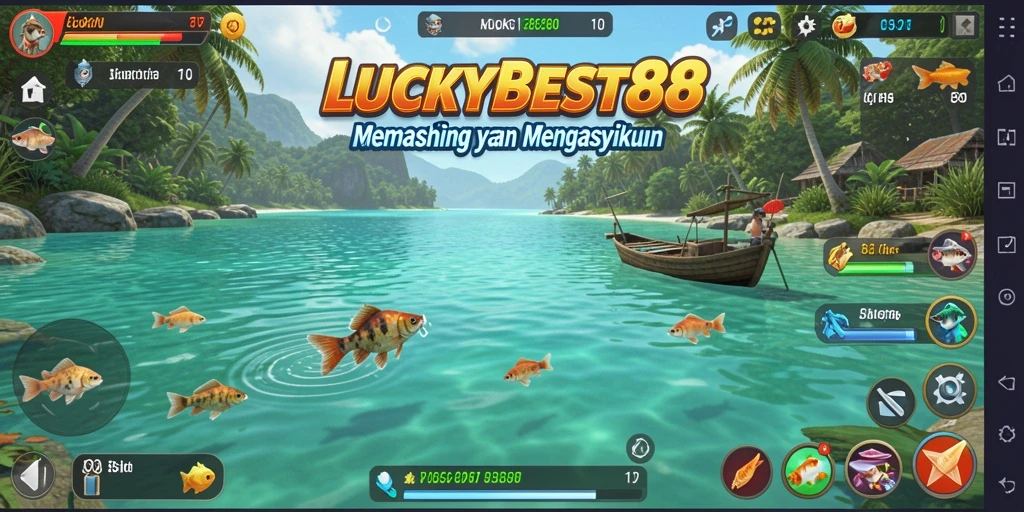 Tampilan gameplay LUCKYBEST88 dengan suasana memancing yang menenangkan.