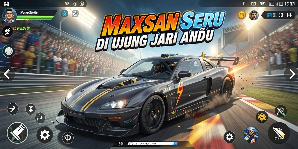 Gameplay balap seru dalam MAXSERU dengan grafis menakjubkan.