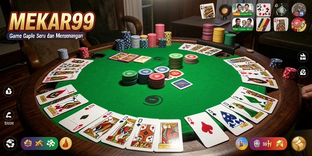 Tampilan gameplay seru dari game Gaple MEKAR99.