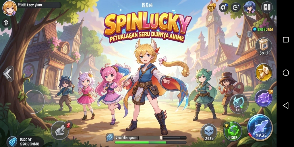 Tampilan menarik dari gameplay SPINLUCKY dengan karakter Anime.
