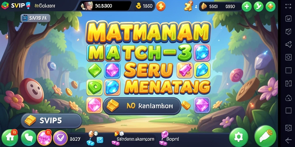 Screenshot gameplay SVIP5 menampilkan aksi Match-3 yang mengasyikkan.